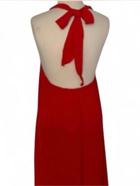 Red Halter Tie-Back Maxi Dress